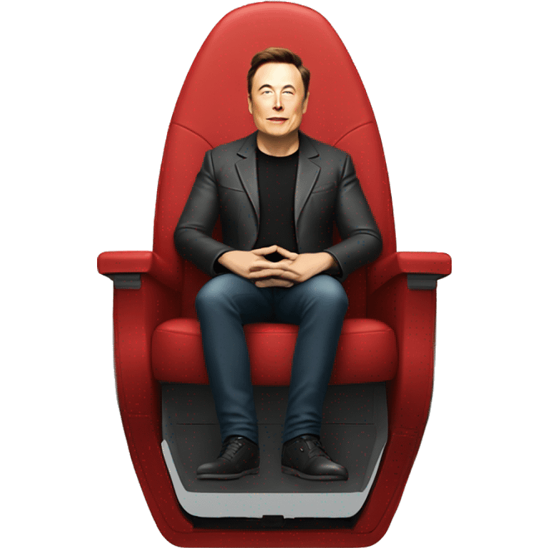 Elon musk  seating on rocket with x logo emoji