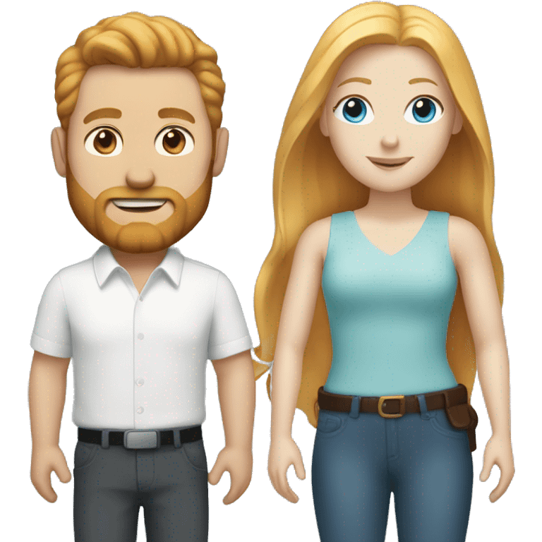 Couple white man with ginger hair and beard and a white woman with blonde hair and blue eyes  emoji