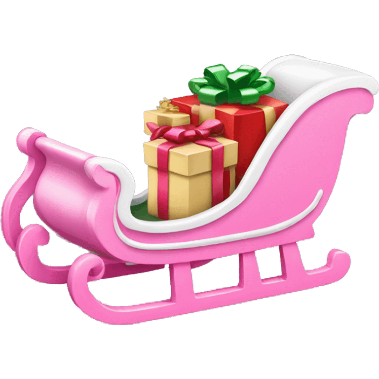 Mini pink sleigh with tiny presents emoji