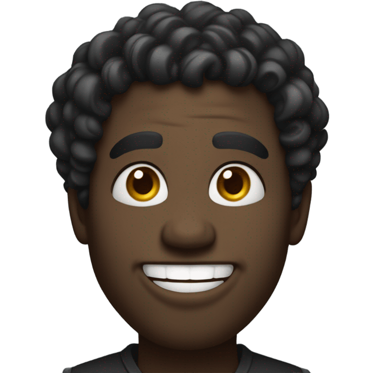 black man with tight curls smiling scarily emoji