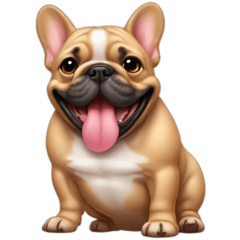 chunky tan french bulldog with tongue out emoji