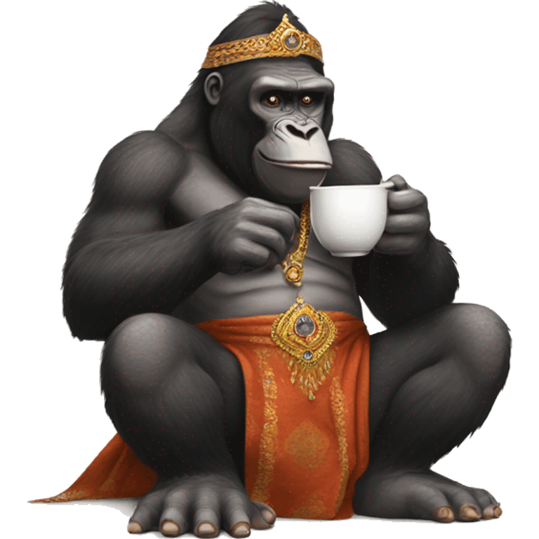 king kong drinking tea  wearing indian clothes  emoji