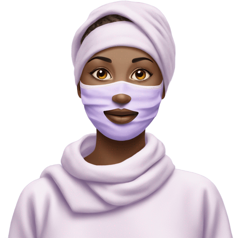 Lady with pastel Purple face mask spa beauty full face relaxing emoji