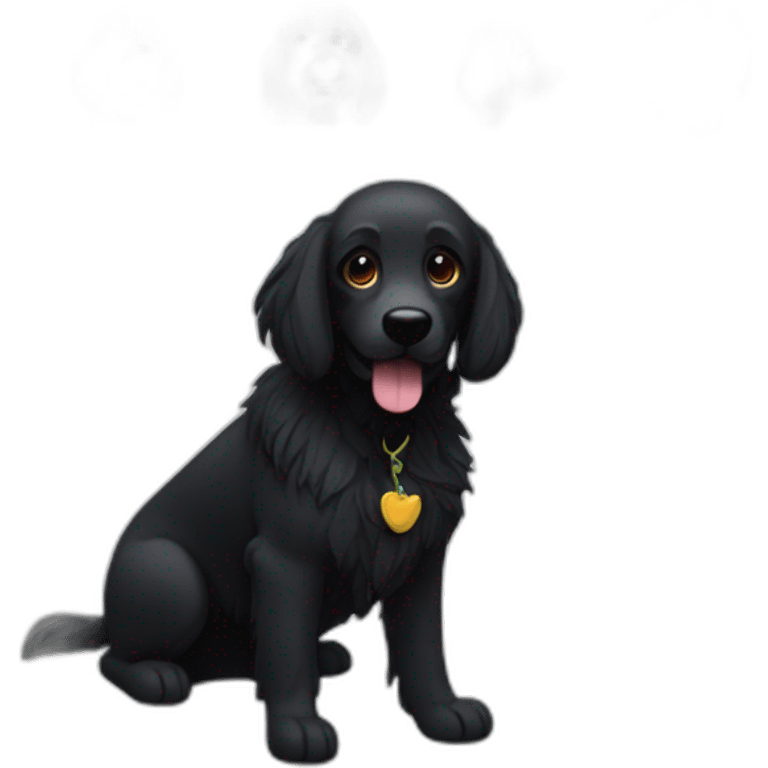 Chien noir poils longs emoji