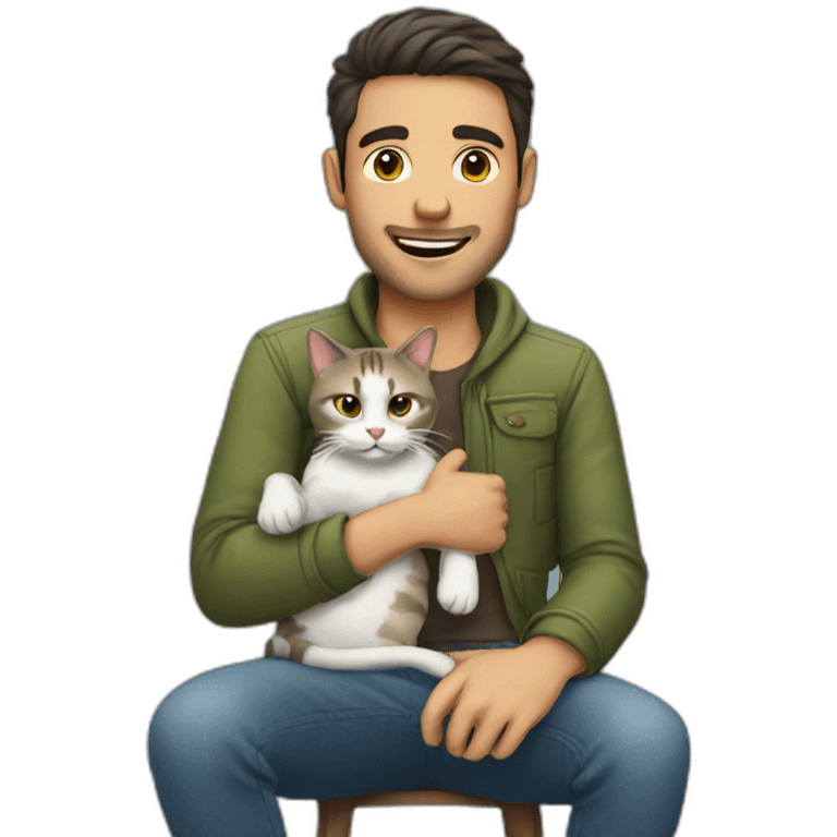 man with cat on lap emoji