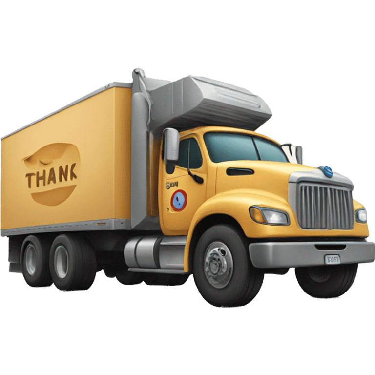 Truck with Thank you sign emoji