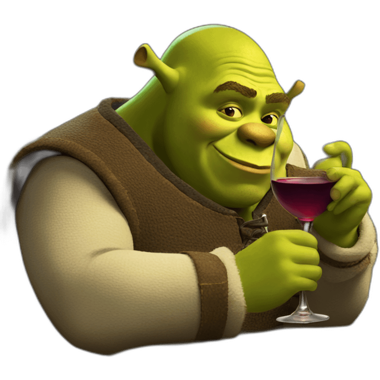 shrek drinking wine emoji