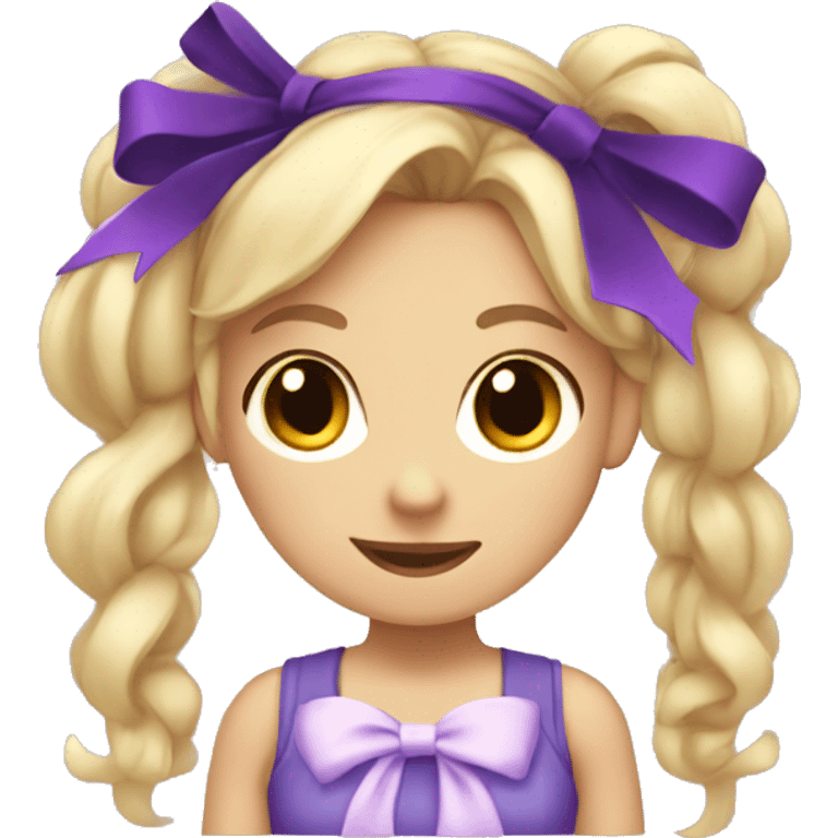 
A blode girl with pigtails and purple bows emoji