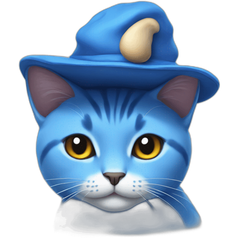 Blue cat with a mushroom hat emoji