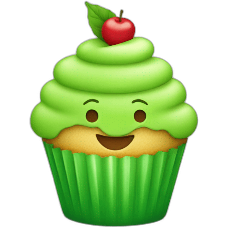 Happy lime green cupcake emoji