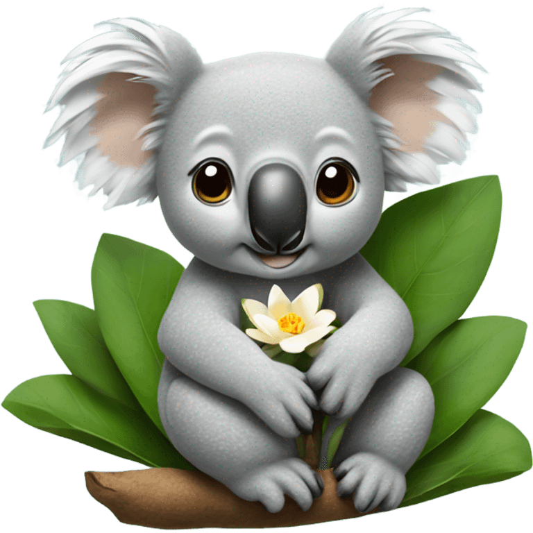 koala has a lotus flower on its head emoji