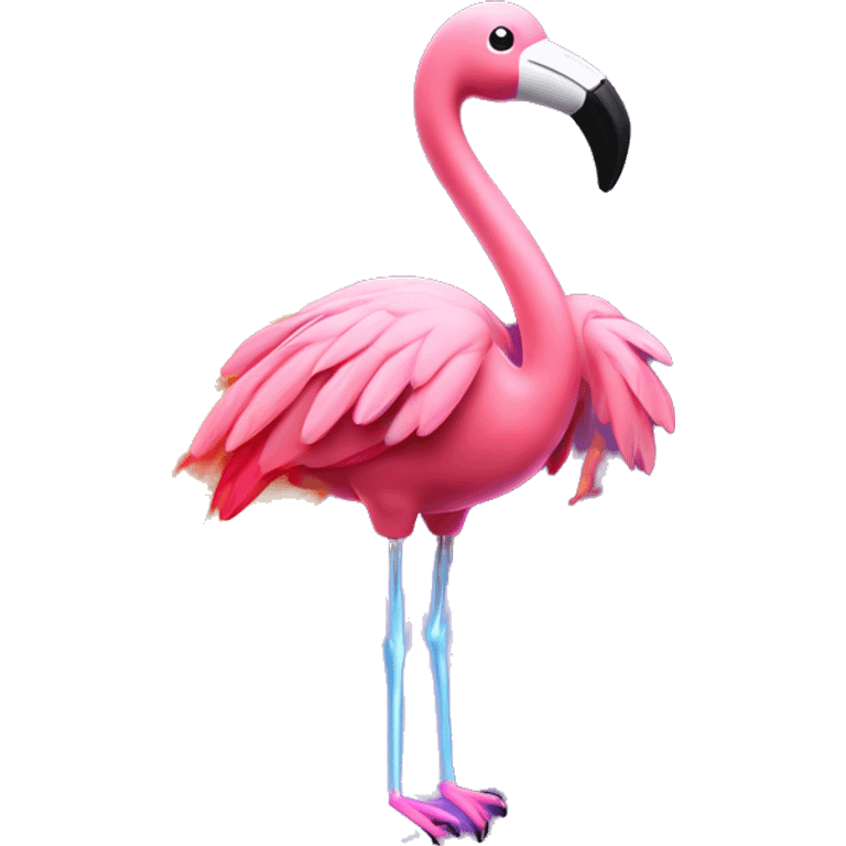 An flamingo spreading his wings that’s on a neon glowing fire around it.  emoji