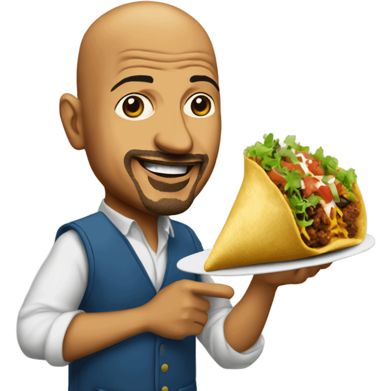 stand up comedian maz jobrani holding a taco emoji