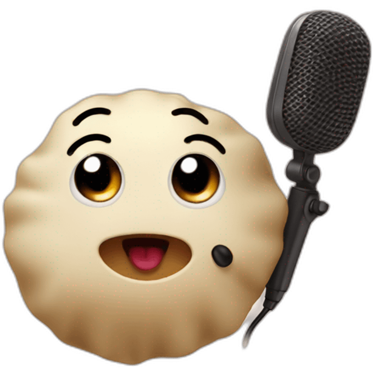 Dumpling singing with a microphone  emoji