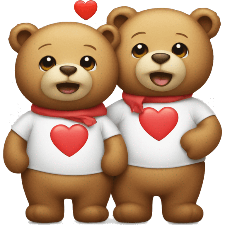 Two bears with heart emoji