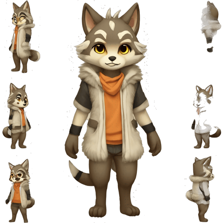 Kemono-style, Chibi, Anthro-Fur-Sona-Fakémon, clothing, Full Body emoji