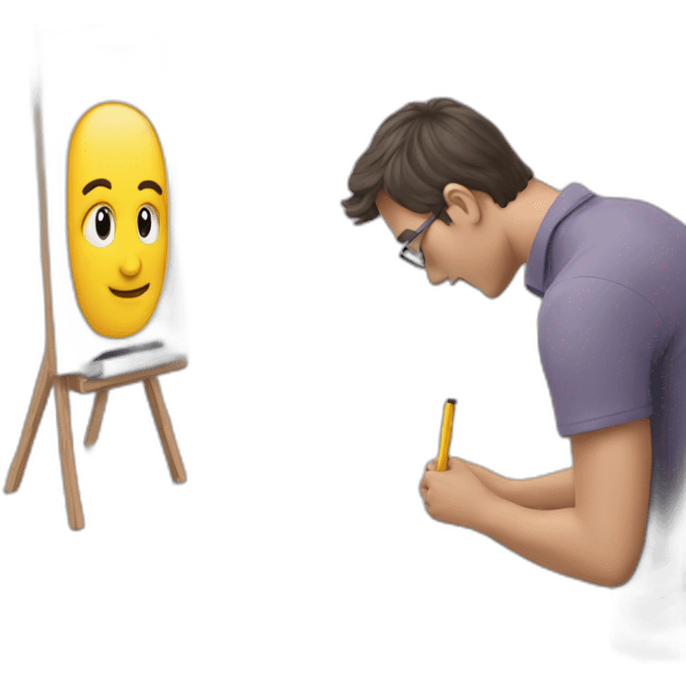 Man writing on a marker board emoji