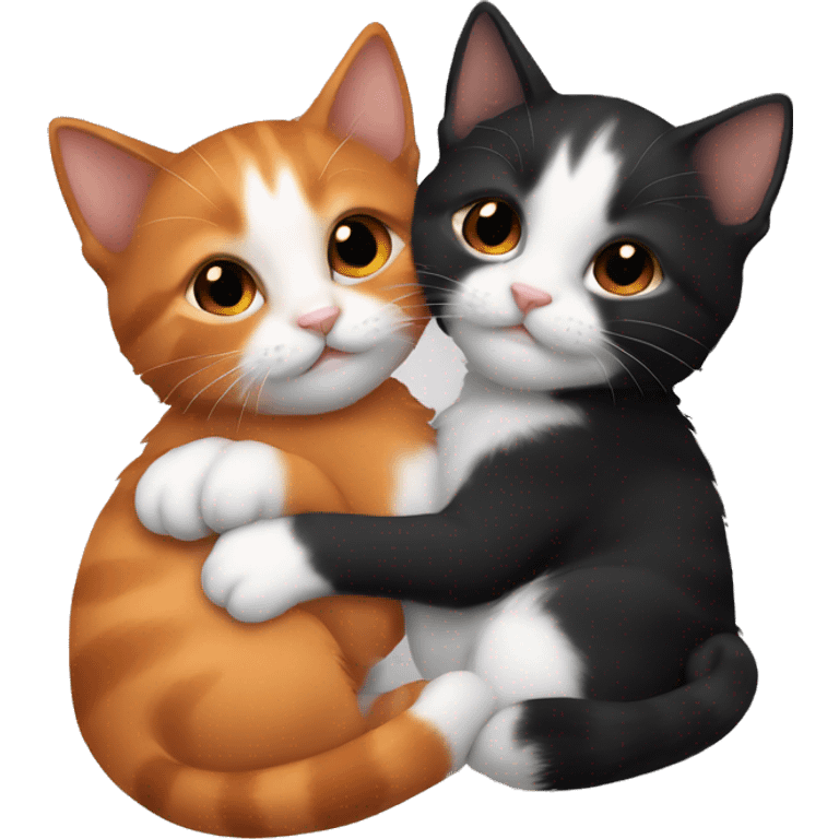 2 small black and orange kittens cuddling emoji