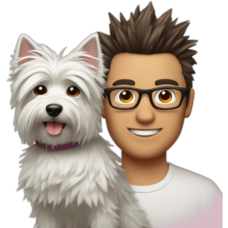 Man with glasses anda spiky hair with westie dog girl emoji