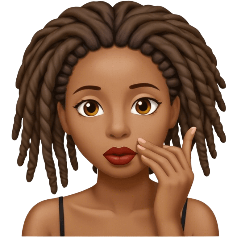 Black woman with locs shhh emoji