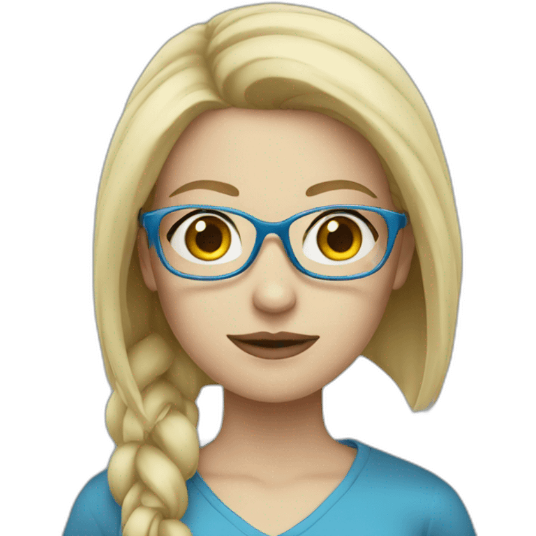 Pale woman with blonde hair and blue glasses emoji