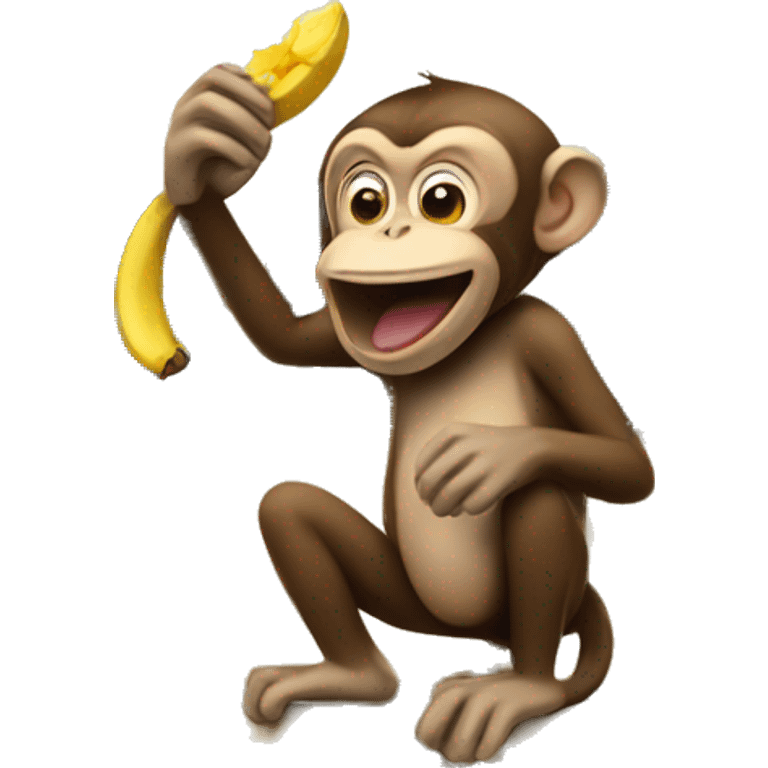 monkey eating banana on a house emoji