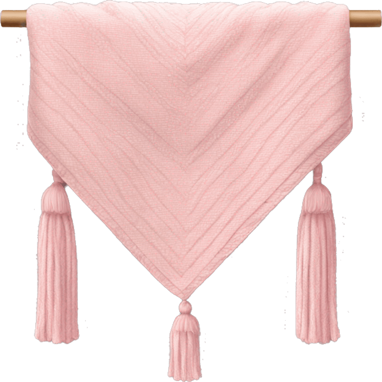 Light pink blanket with pink tassels, folded, chevron texture emoji