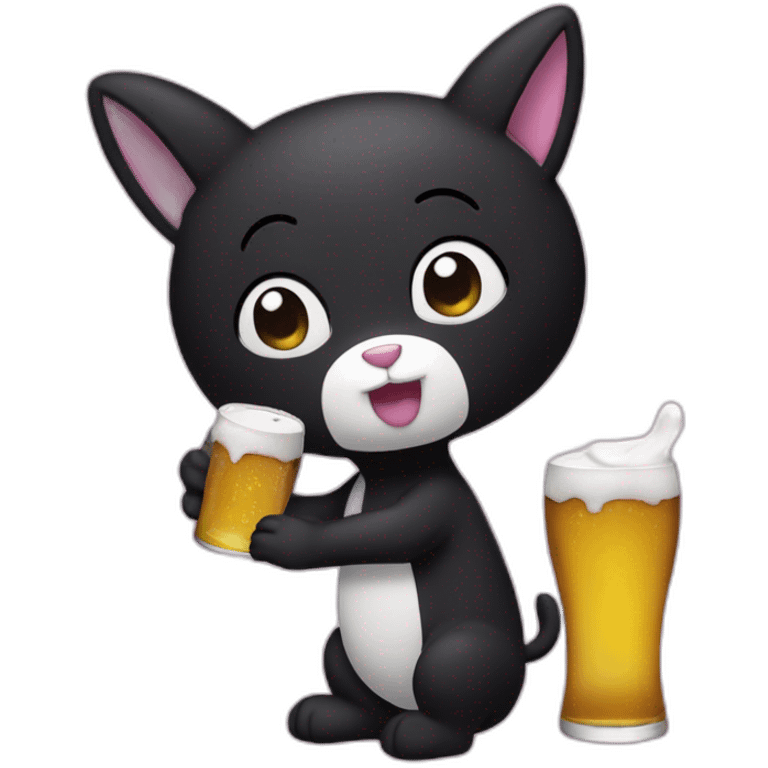 Kuromi drinks beer emoji