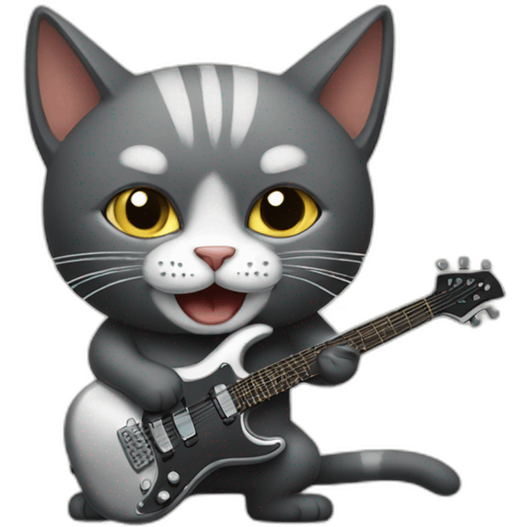 Cat playing metal music emoji