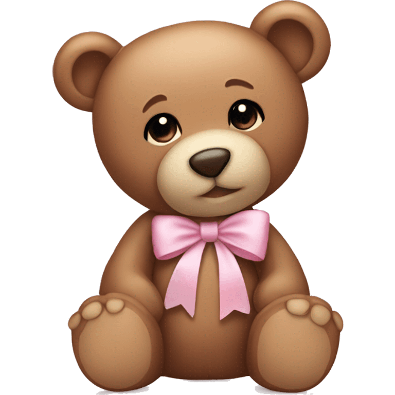 Teddy bear with light pink bow  emoji