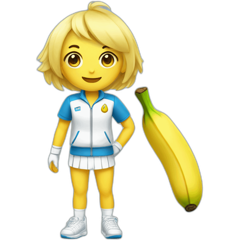 kawaii cute banana in tennis uniform emoji