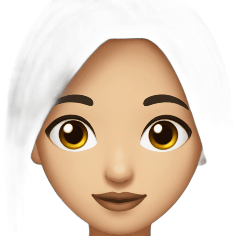 kazakh woman with black double bun hair and eye liner emoji