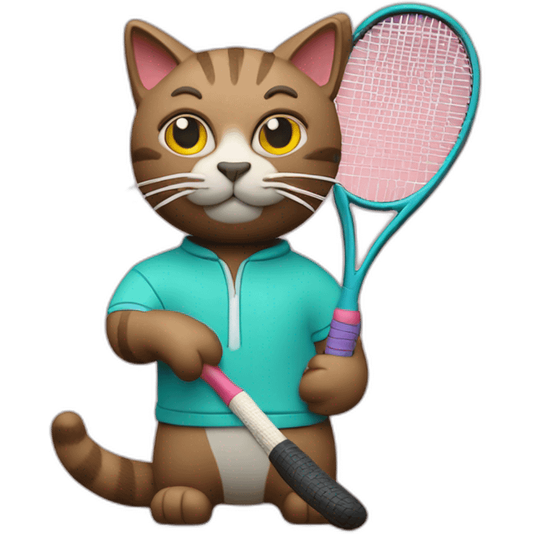 Plasticine cat with a tennis racket in his hand emoji