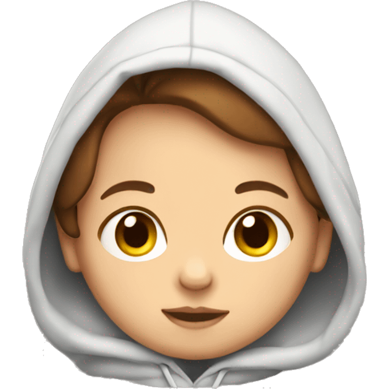 Newborn with brown hair in hoodie emoji