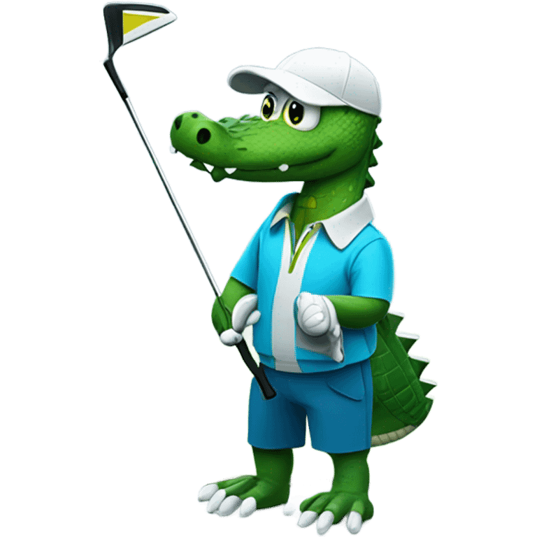 Alligator playing golf in the snow emoji