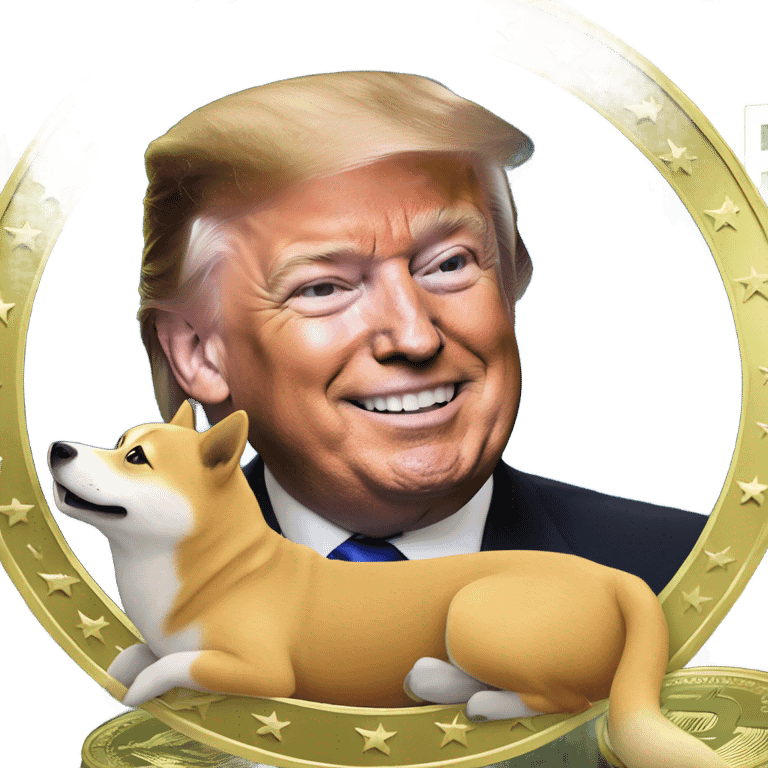 Trump and Elon with doge coin  emoji