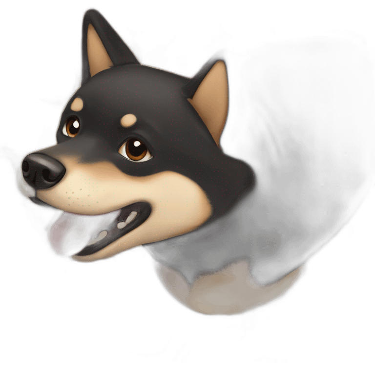 black shiba inu eating pizza emoji