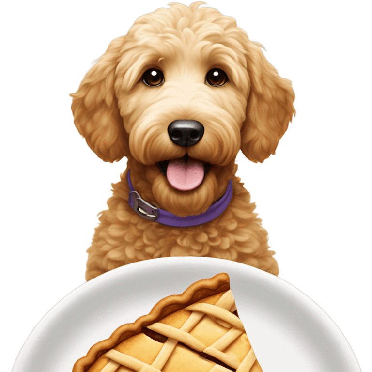 Goldendoodle eating pie emoji