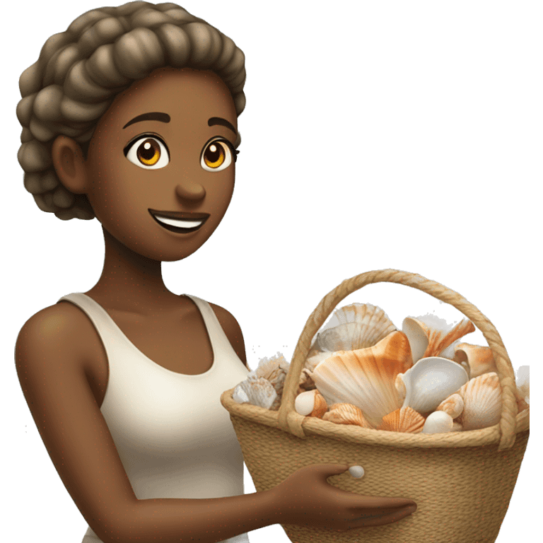 a girl selling seashells on the seashore emoji