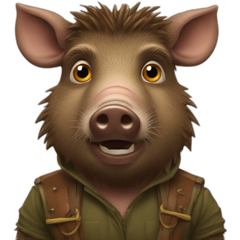 anthropomorphic brown wild boar with tusks emoji