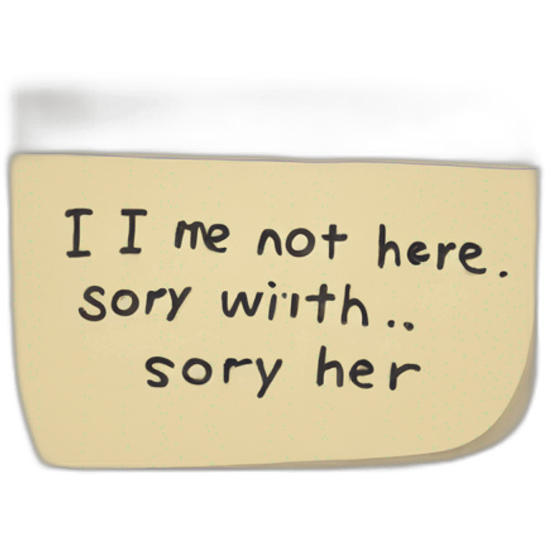 A note with written on : “I’m not here, sorry” emoji