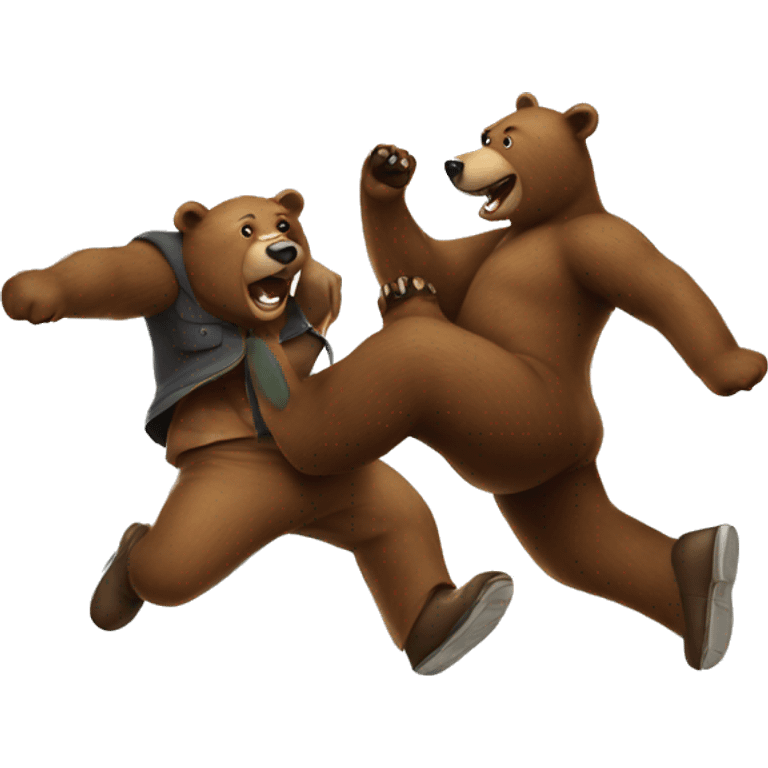 Bear jumping on men emoji