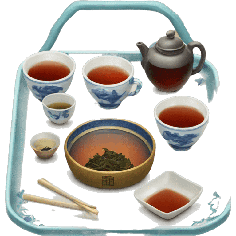 chinese tray with tea emoji