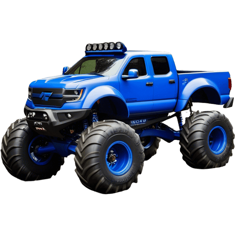 Bigfoot - Bigfoot 4x4 (Model Year: 2022) (Iconic colour: Blue) - An oversized, rugged monster truck with bold, aggressive lines painted in a striking blue. Focus on massive, rugged tires and a muscular chassis that exudes raw power and an urban legend feel. emoji