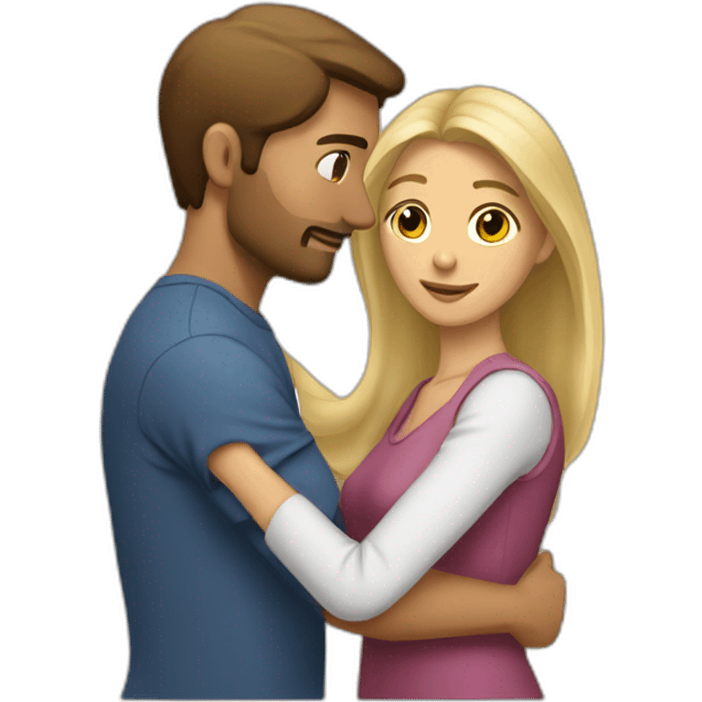 Femme brune et homme blond qui s’embrasse emoji