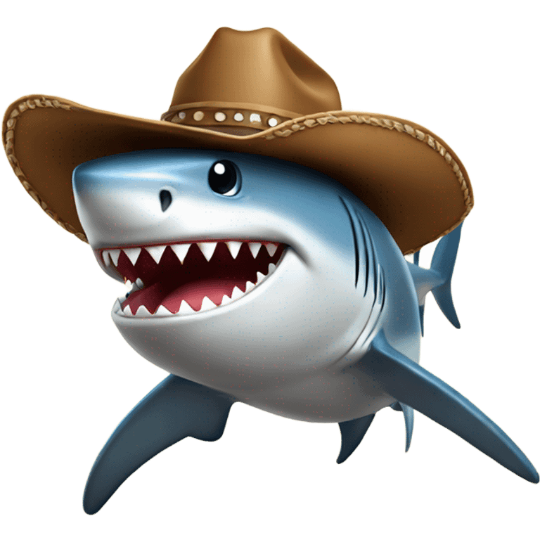 Shark wearing cowboy hat emoji