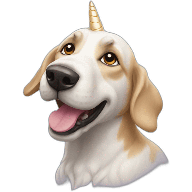 chien avec une licorne emoji