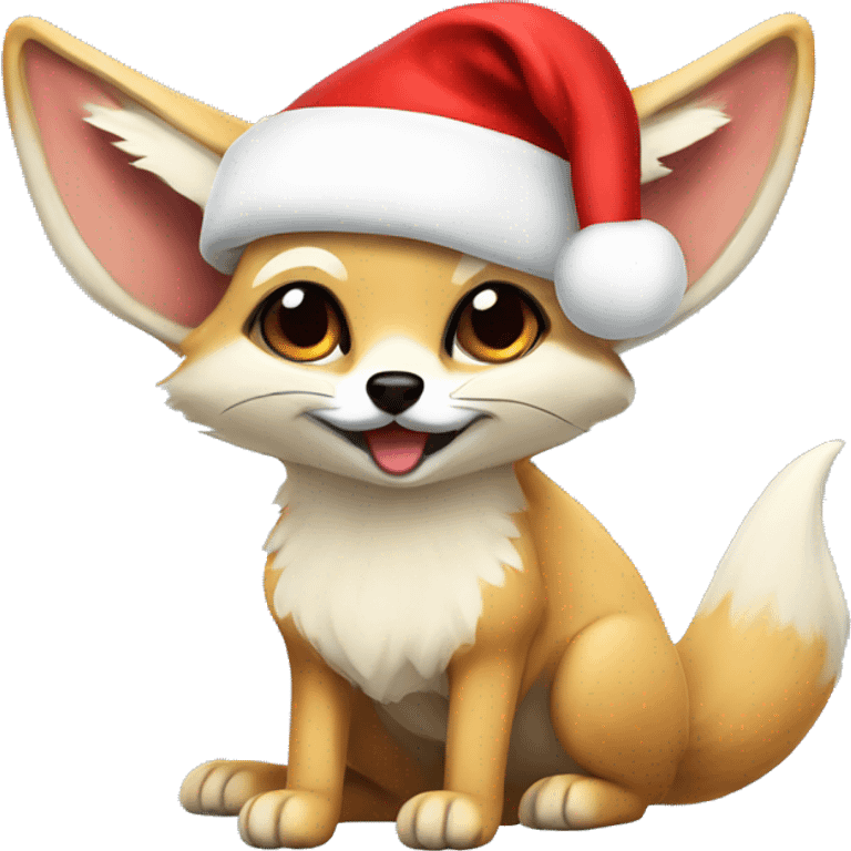 fennec fox wearing santa hat emoji