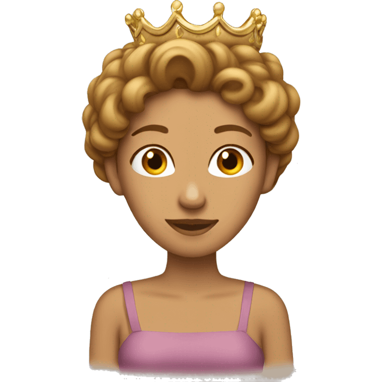 Light brown hairdo tan woman with crown on emoji