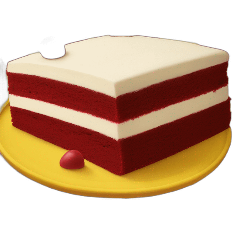 Red velvet cake on a yellow plate emoji